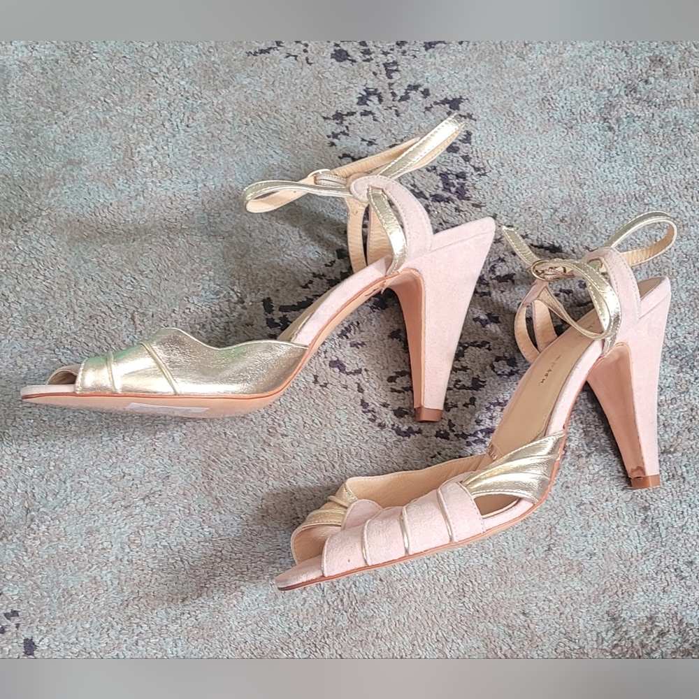 Rachel Simpson BHLDN Aurelia Powder Pink Caramia Heels NEW! 🩷 - Picture 8 of 9